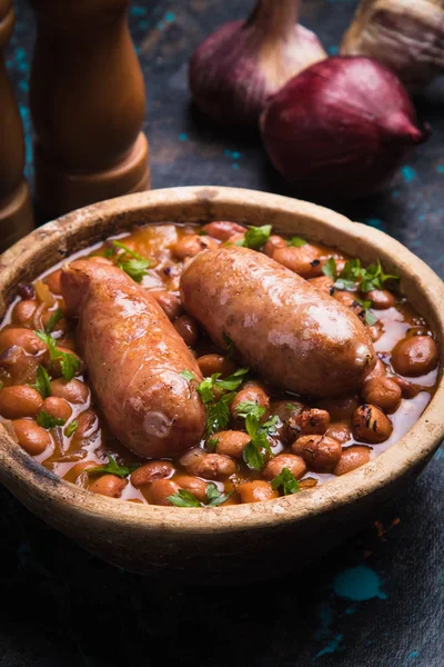 Fagioli con salsiccia di maiale — Foto Stock