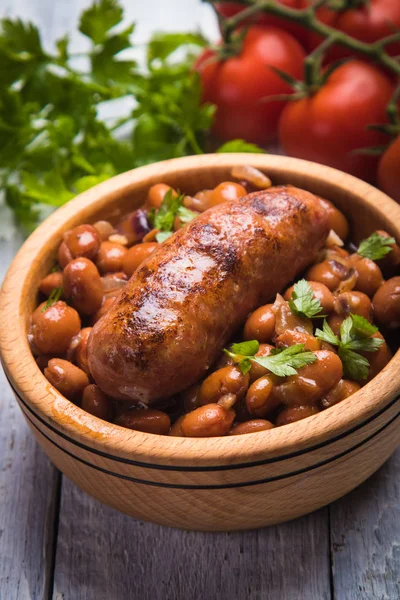 Fagioli con salsiccia di maiale — Foto Stock