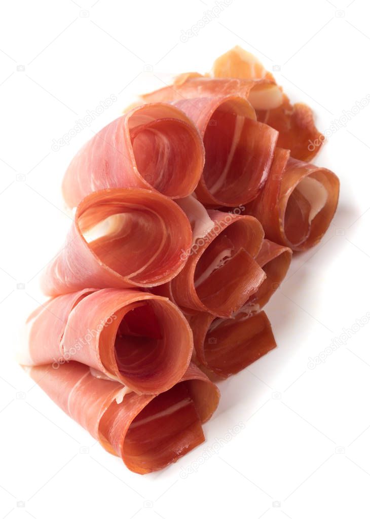 Slices of cured prosciutto ham