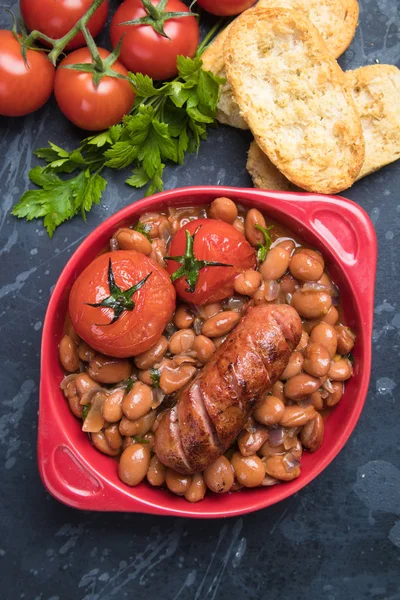 Fagioli con salsiccia di maiale — Foto Stock