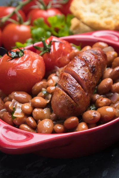 Fagioli con salsiccia di maiale — Foto Stock