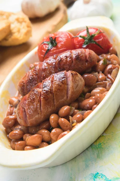 Fagioli con salsiccia di maiale — Foto Stock