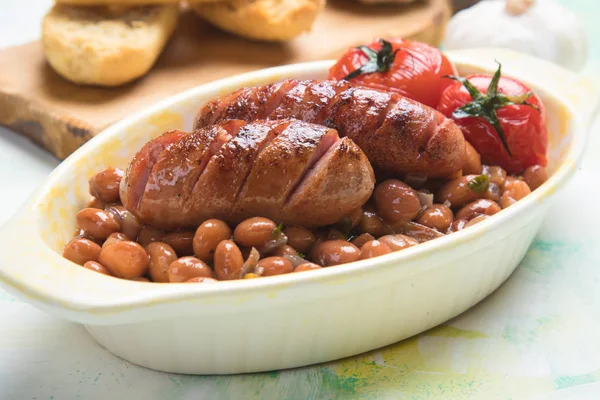 Fagioli con salsiccia di maiale — Foto Stock