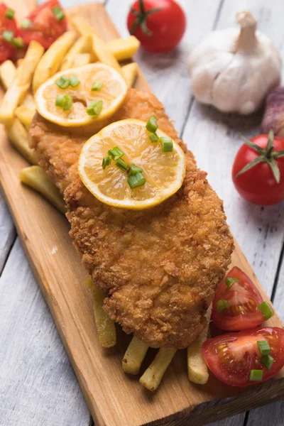 Breaded cutlet with french fries — 스톡 사진