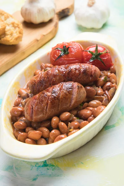 Fagioli con salsiccia di maiale — Foto Stock