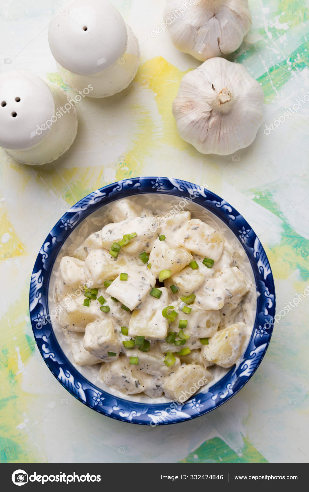 Potato salad with mayonnaise dressing Stock Photo by ©igordutina 332474846
