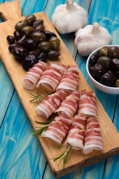 Rolls of pancetta bacom — 스톡 사진