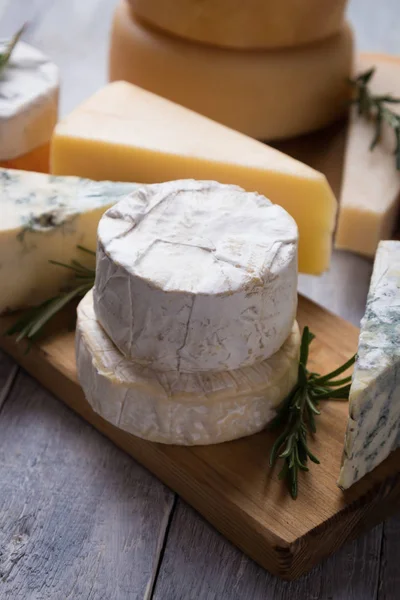Gerijpte kaas rond en plakjes — Stockfoto