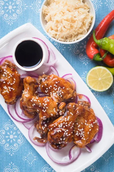 Alas de pollo picantes asiáticas — Foto de Stock