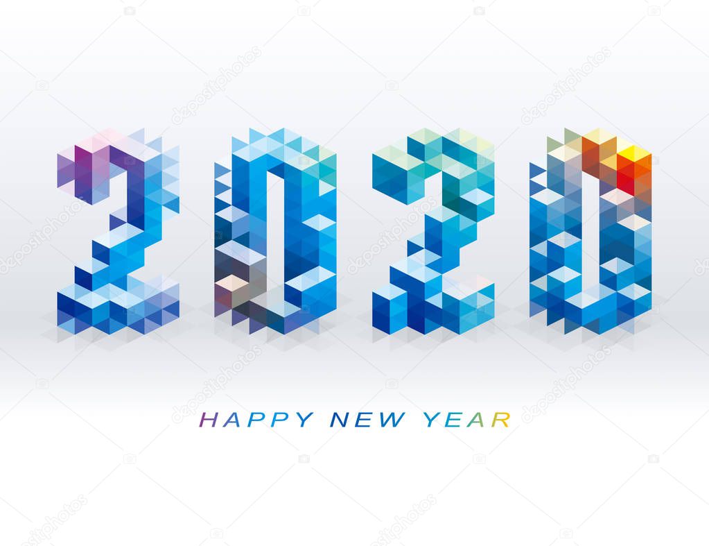Geometric shape 2020 Happy New Year logo design.