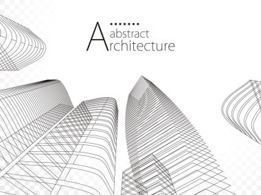 3D illüstrasyon Mimari Modern Şehir Binası Tasarımı. 