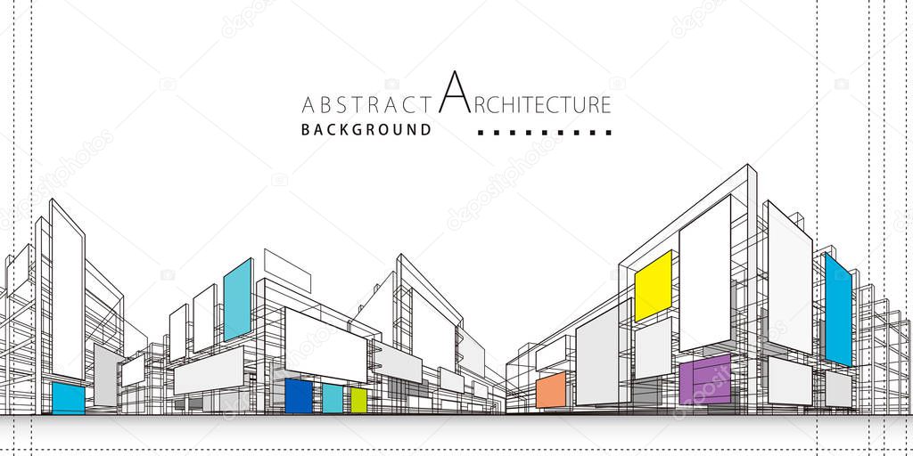 3D illustration Abstract Architecture Construction Background.