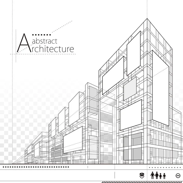 Projeto Perspectiva Construção Construção Arquitetura Desenho Moderno Abstrato Linha Construção —  Vetores de Stock