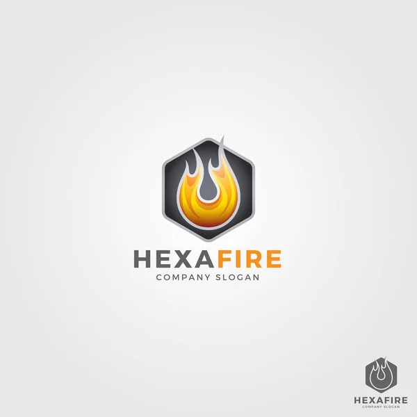 Modèle de logo hexagone incendie — Image vectorielle