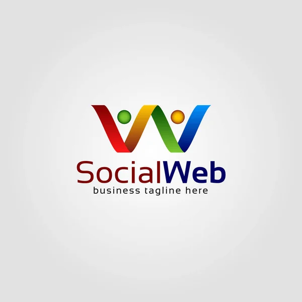 Social Web est un logo Lettre W — Image vectorielle