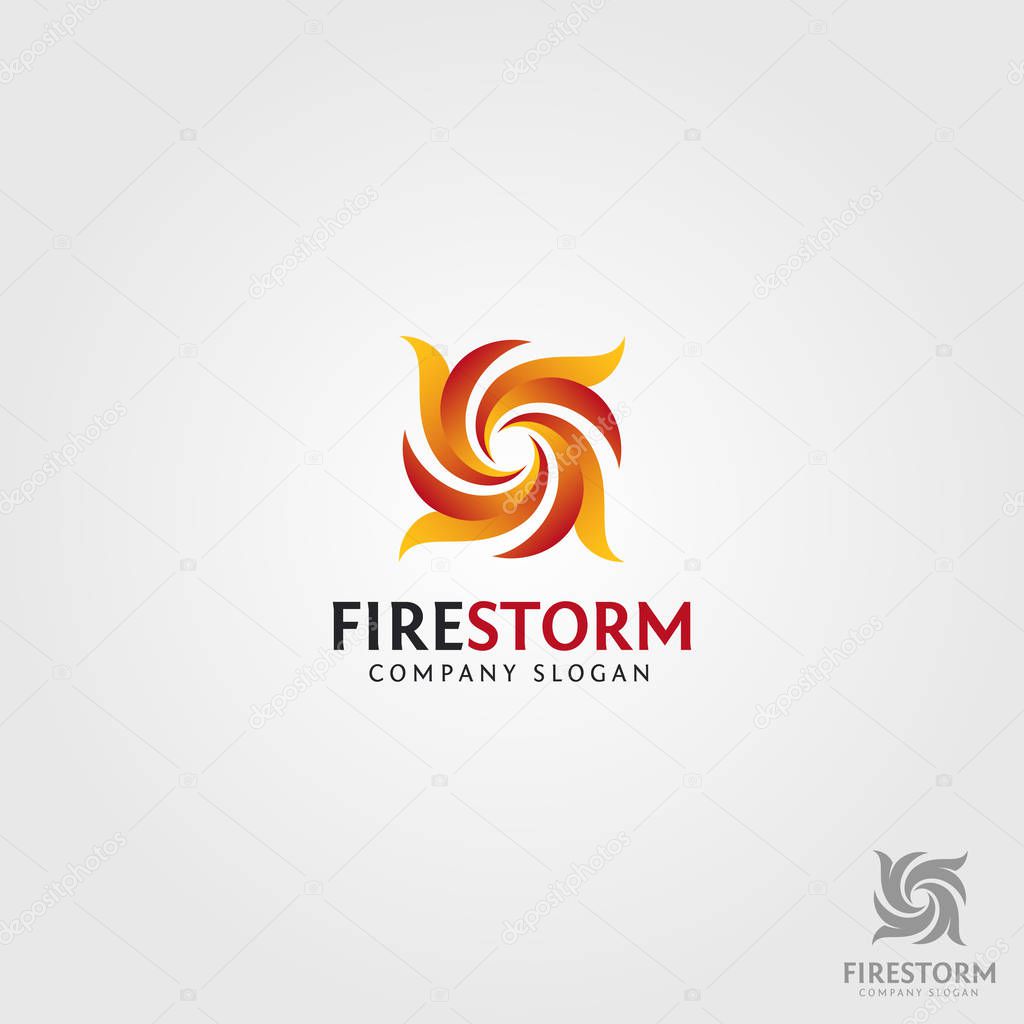 Fire Storm is an abstract logo with fire formed a vortex