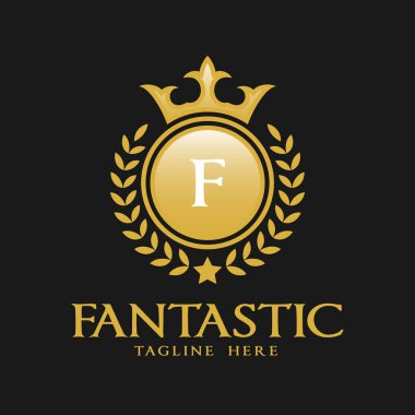 F harfi Logo - klasik lüks stil Logo şablonu