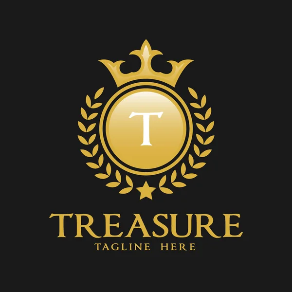 Buchstabe t Logo - klassische luxuriöse Stil Logo-Vorlage — Stockvektor