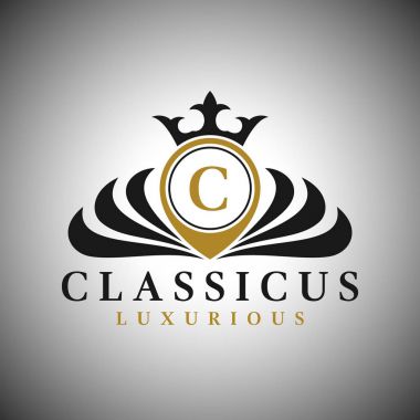 C harfi Logo - klasik lüks stil Logo şablonu
