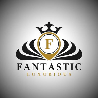 F harfi Logo - klasik lüks stil Logo şablonu