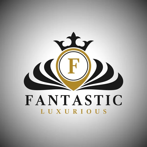 Lettre F Logo - Modèle de logo de style luxueux classique — Image vectorielle