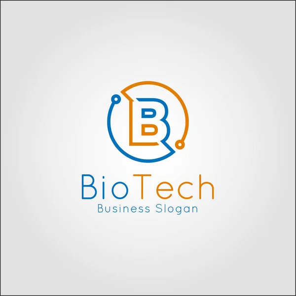 Bio-technologie - Letter B Logo met stijlvolle lijn kunst cirkel conc — Stockvector
