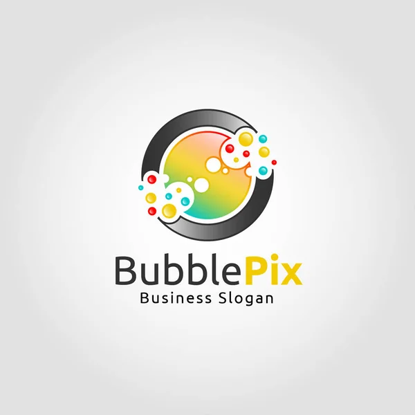 Bubble Pixel - cirkel Logo — Stockvector