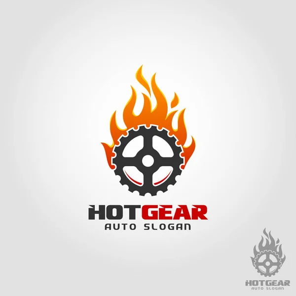 熱いギア - 自動火災ロゴ — ストックベクタ