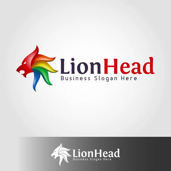 Aslan Başı Logo Şablonu — Stok Vektör