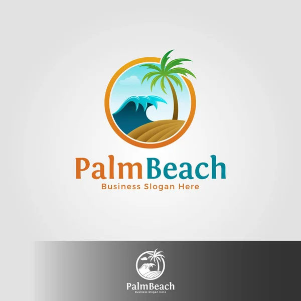 Palm beach logo şablonu — Stok Vektör