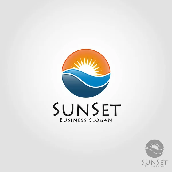 Sea Sunset - Stylish Sunset logo with Circle Concept — стоковый вектор
