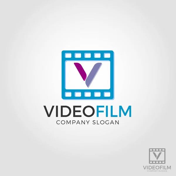 Carta V filme de vídeo Modelo do logotipo — Vetor de Stock