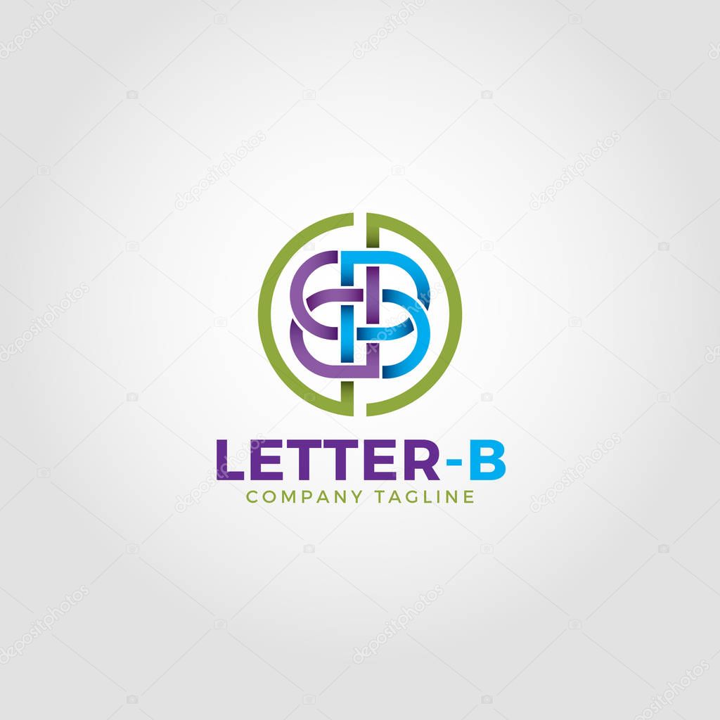 Letter B Logo is an Alphabetic Logo With Line Art style and intertwine concept