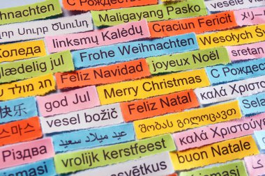 Merry Christmas  on  different languages clipart