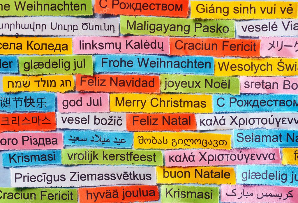 Frohe Weihnachten Mehrere Sprachen / Weihnachtskarte "Frohe Weihnachten