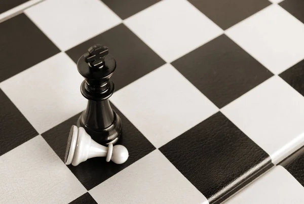 Black king wins white pawn — Stock Photo, Image