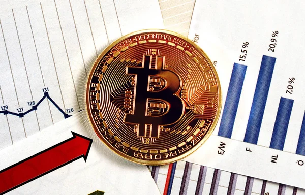 Gráfico de moeda criptomoeda bitcoin — Fotografia de Stock