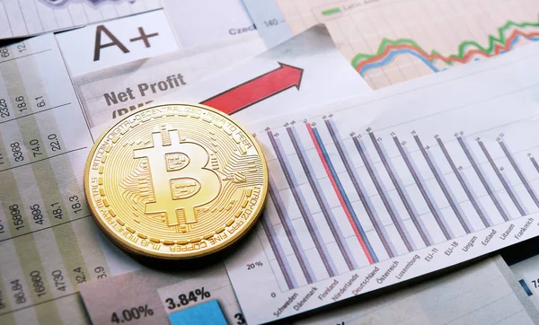 Bitcoin crypto valuta diagram — Stock Fotó