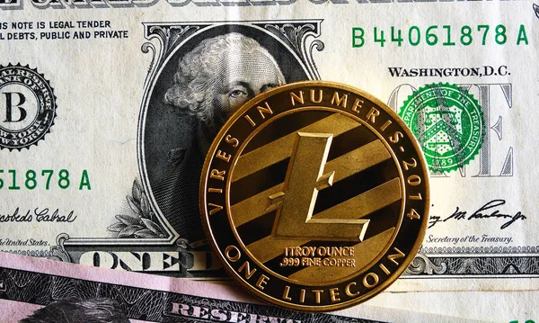 Litecoin um dólar — Fotografia de Stock