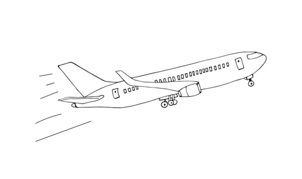 Avion volant, tiré . — Image vectorielle
