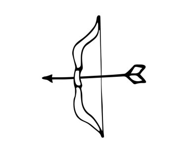 Yay ve ok beyazda izole edildi.