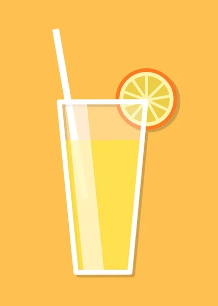 Апельсиновый сок в стакане с трубкой, изолированный объект . — стоковый вектор