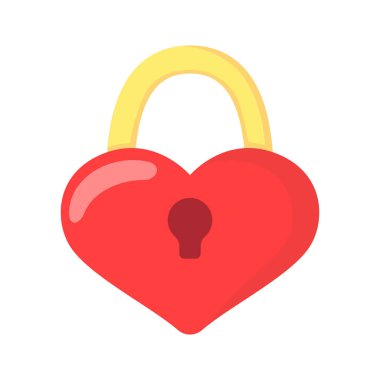 Düz şekilli kalp şeklinde asma kilit.