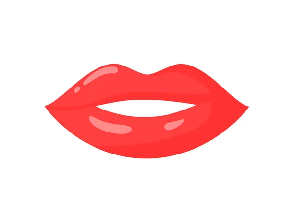 Labios femeninos divididos y brillantes en lápiz labial rojo . — Vector de stock