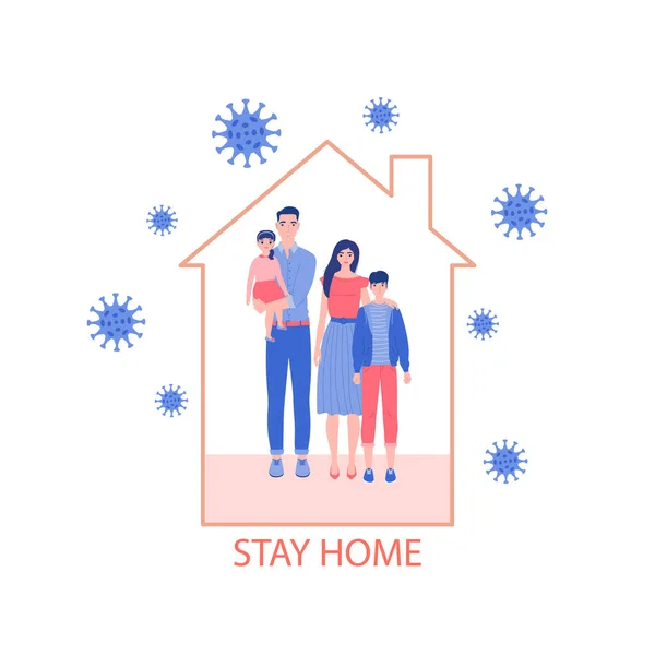 Family at home, quarantine — Stock Vector