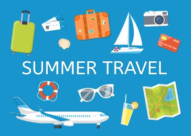 Seyahat ve eğlence teması üzerine pankart 