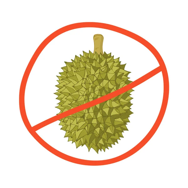Durian απομονώνονται σε λευκό φόντο, ένα σημάδι της απαγόρευσης — Διανυσματικό Αρχείο