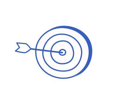 Dartlar, ok hedefi vurdu, beyaz arkaplanda doğrusal simge.