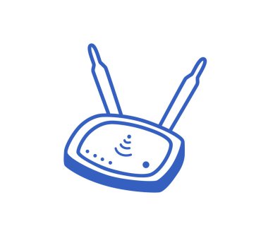 Yönlendirici beyaz üzerine izole edilmiş, Doodle biçiminde doğrusal simge.