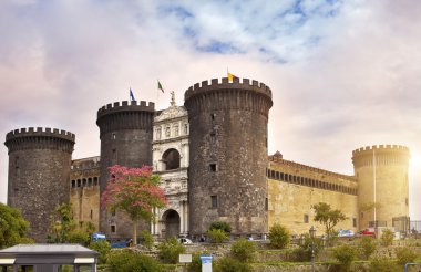 Castel nuovo (New Castle) veya kale Maschio Angioino Napoli, İtalya.